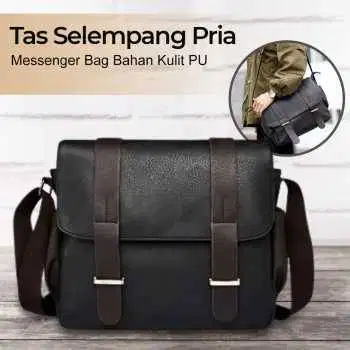 Tas Selempang Pria Fashion Messenger Bag PU Leather