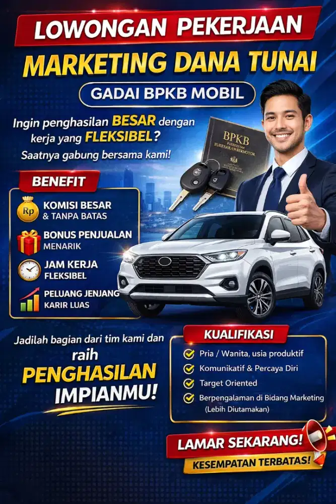 Lowongan Marketing Dana Tunai BPKB Mobil