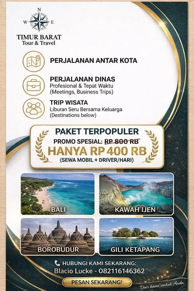 Rental Mobil + Driver (Wisata Keluarga, Dinas, Pulang Kampung)