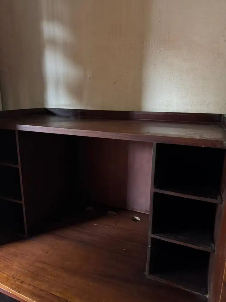 meja pc kayu jati asli