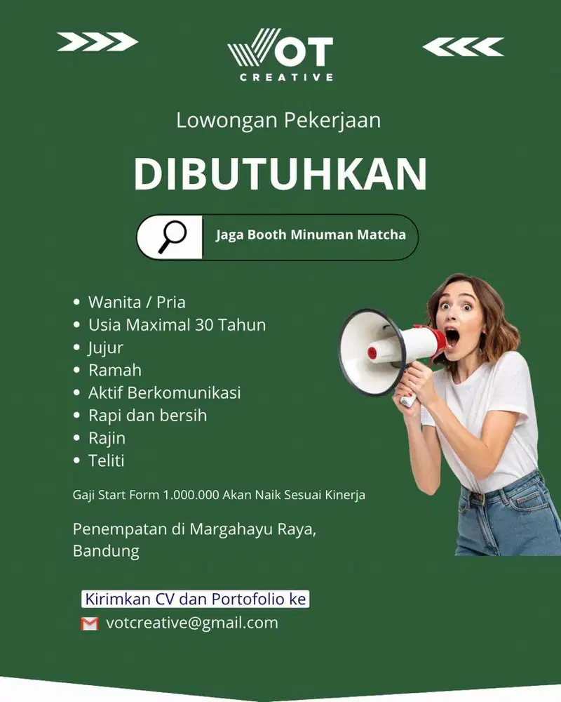 Lowongan kerja jaga stand minuman matcha