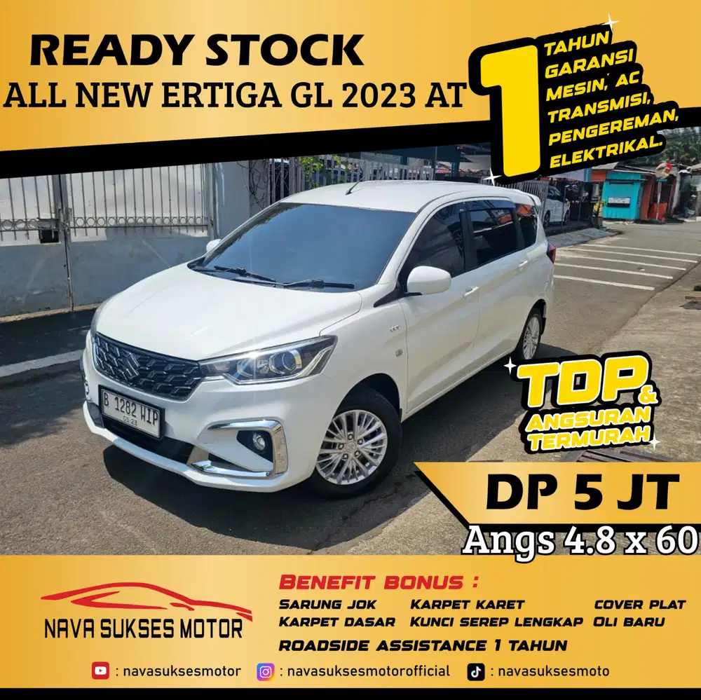 TDP 5 Jt Angs Termurah All New Ertiga GL 2023 Matic Putih Low Km