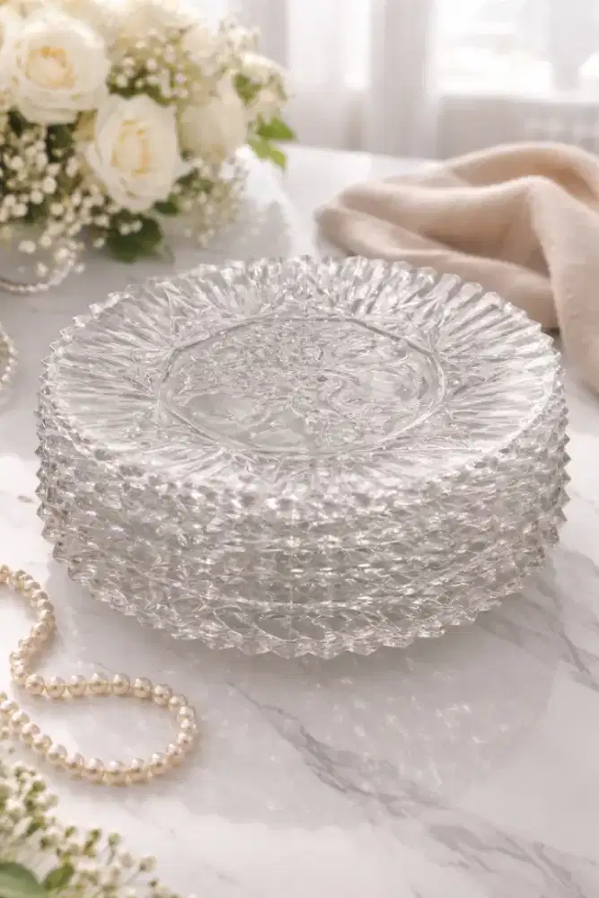 Piring Kaca Embossed Fruit Design