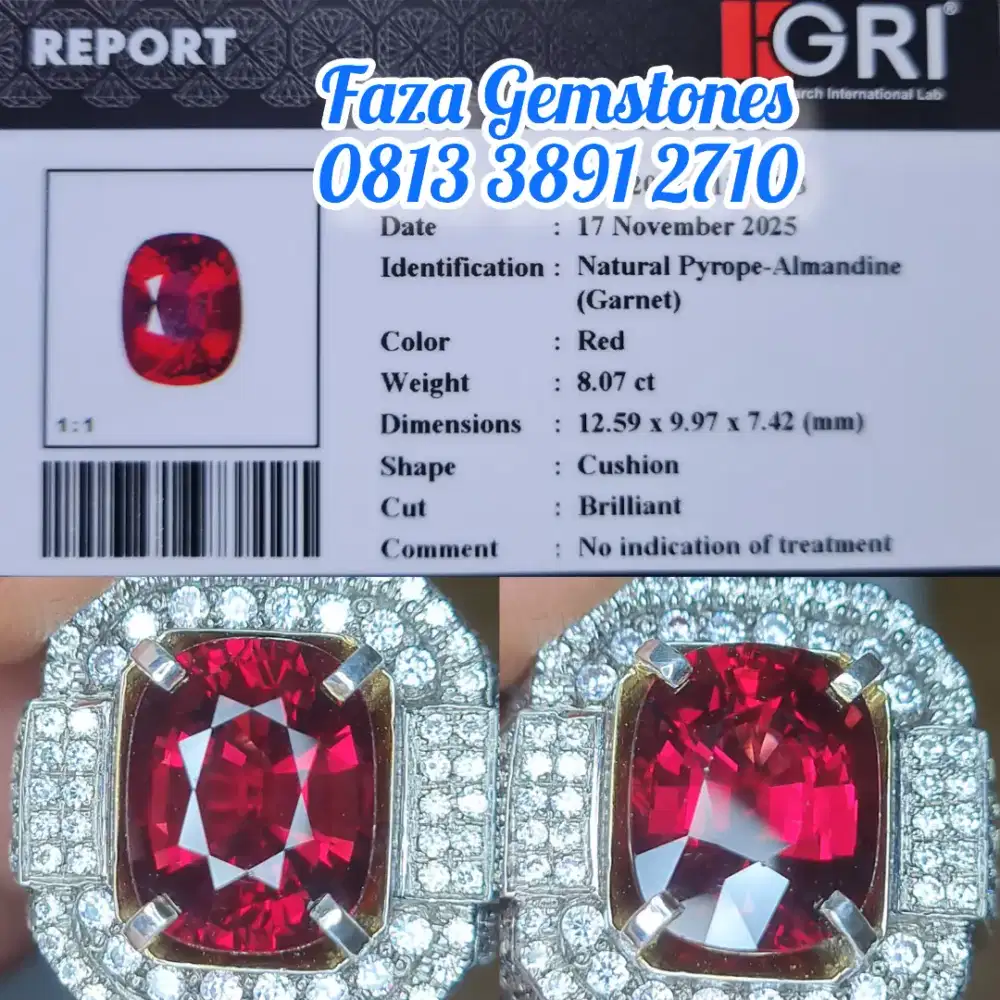 RED Pyrope Garnet, Clean, Open Color & Luster , Bukan yg gelap gelap