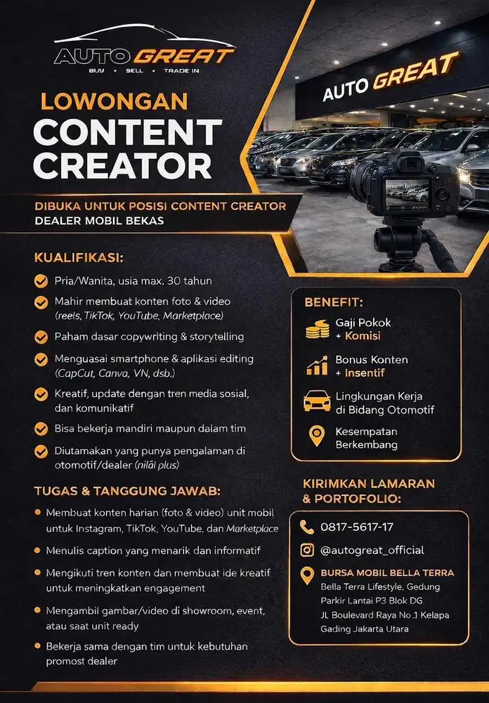 DIBUTUHKAN CONTENT CREATOR