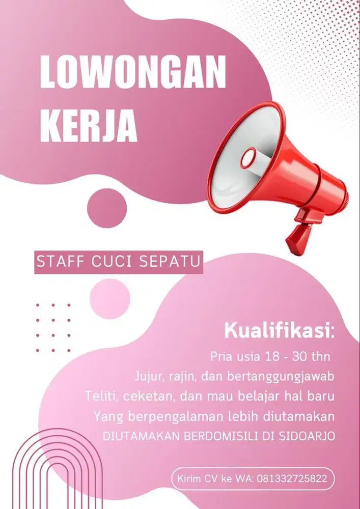 Lowongan Staff Cuci Sepatu