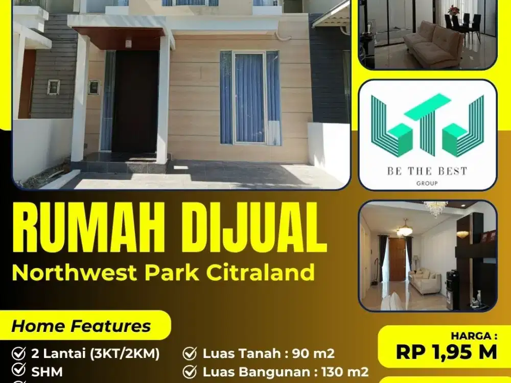 FULL FURNISH!! RUMAH DIJUAL 2 LANTAI DI PERUM NORTHWEST PARK CITRALAND – SURABAYA BARAT