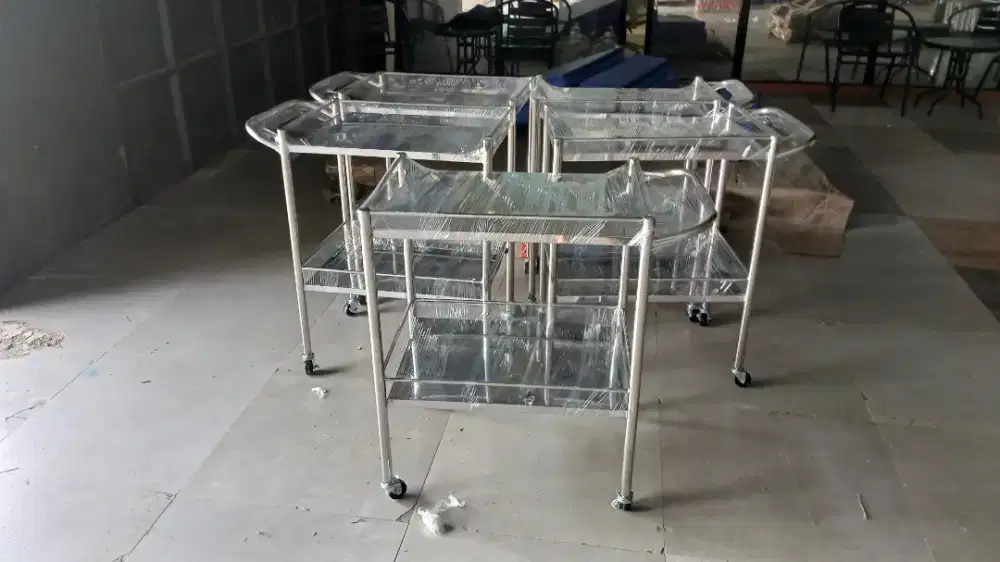 Meja troli 2 rak stainless