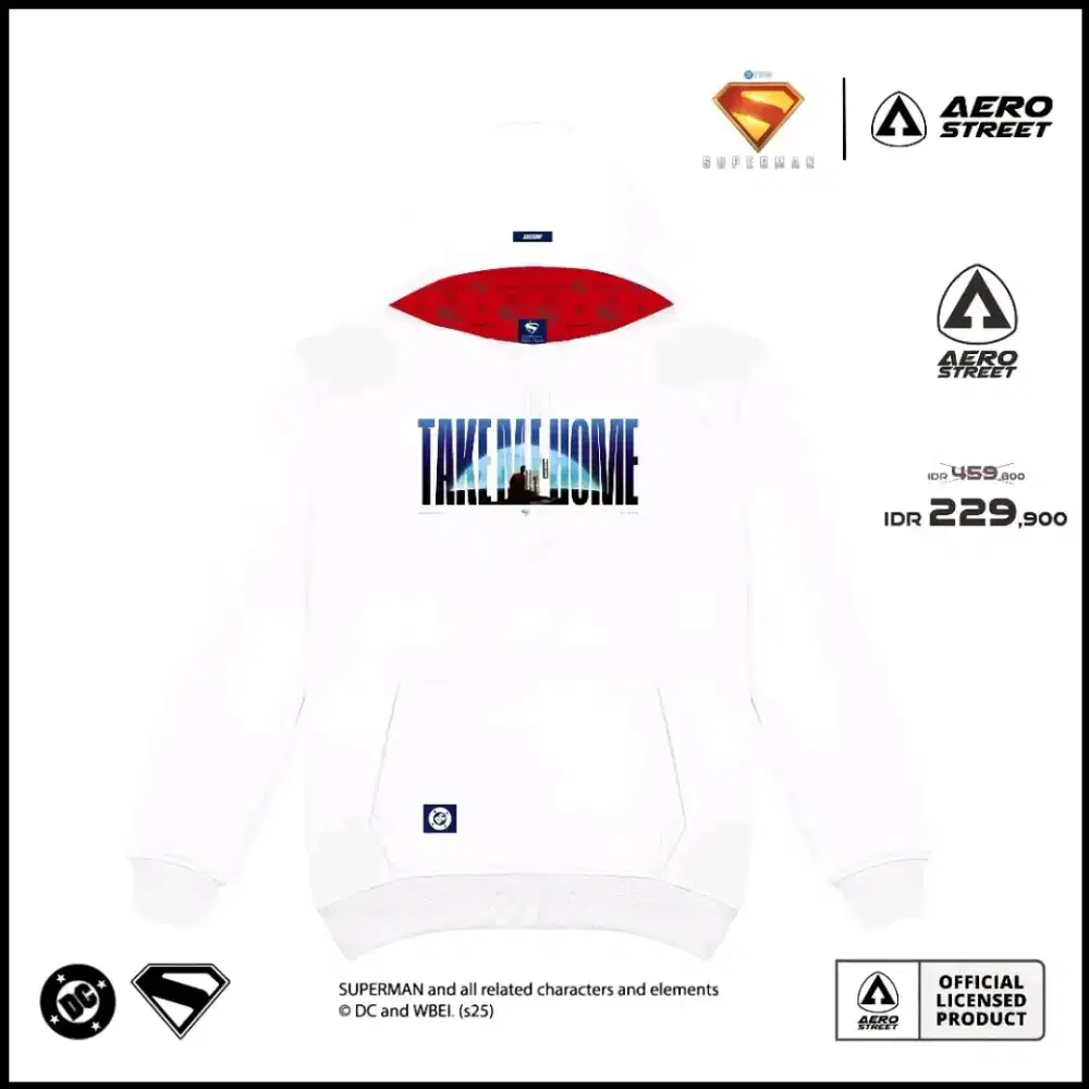 Hoodie Aerostreet X Superman Take Me Home Putih Limited Edition