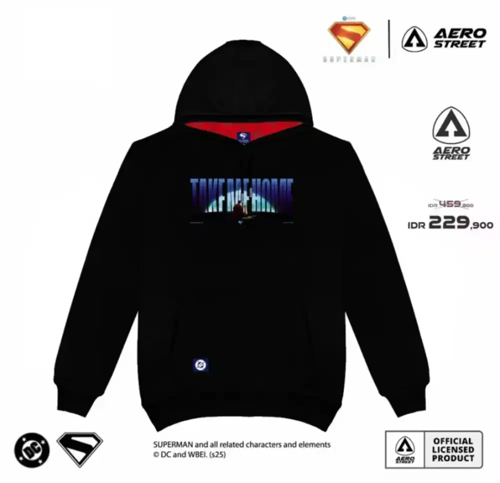 Hoodie Aerostreet X Superman Take Me Home Hitam