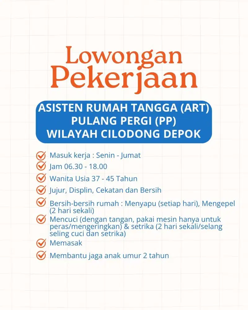 DIBUTUHKAN ART PULANG PERGI