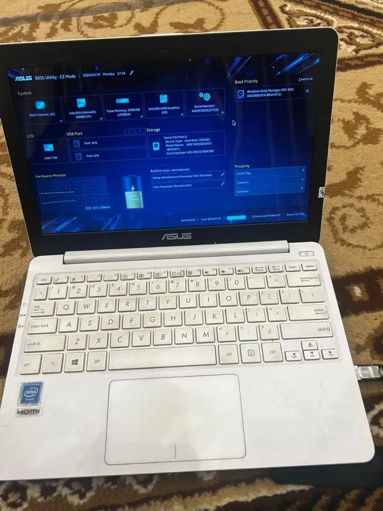 Latop asus N4000 ddr 4