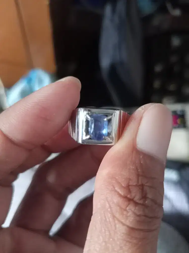 Batu Cincin Akik Permata Natural Blue Sapphire Ceylon Sri Lanka