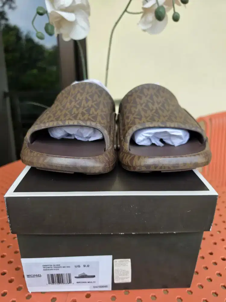 New Original Griifin Slide Sandal Michael Kors Brown Multi Size 9 / 42