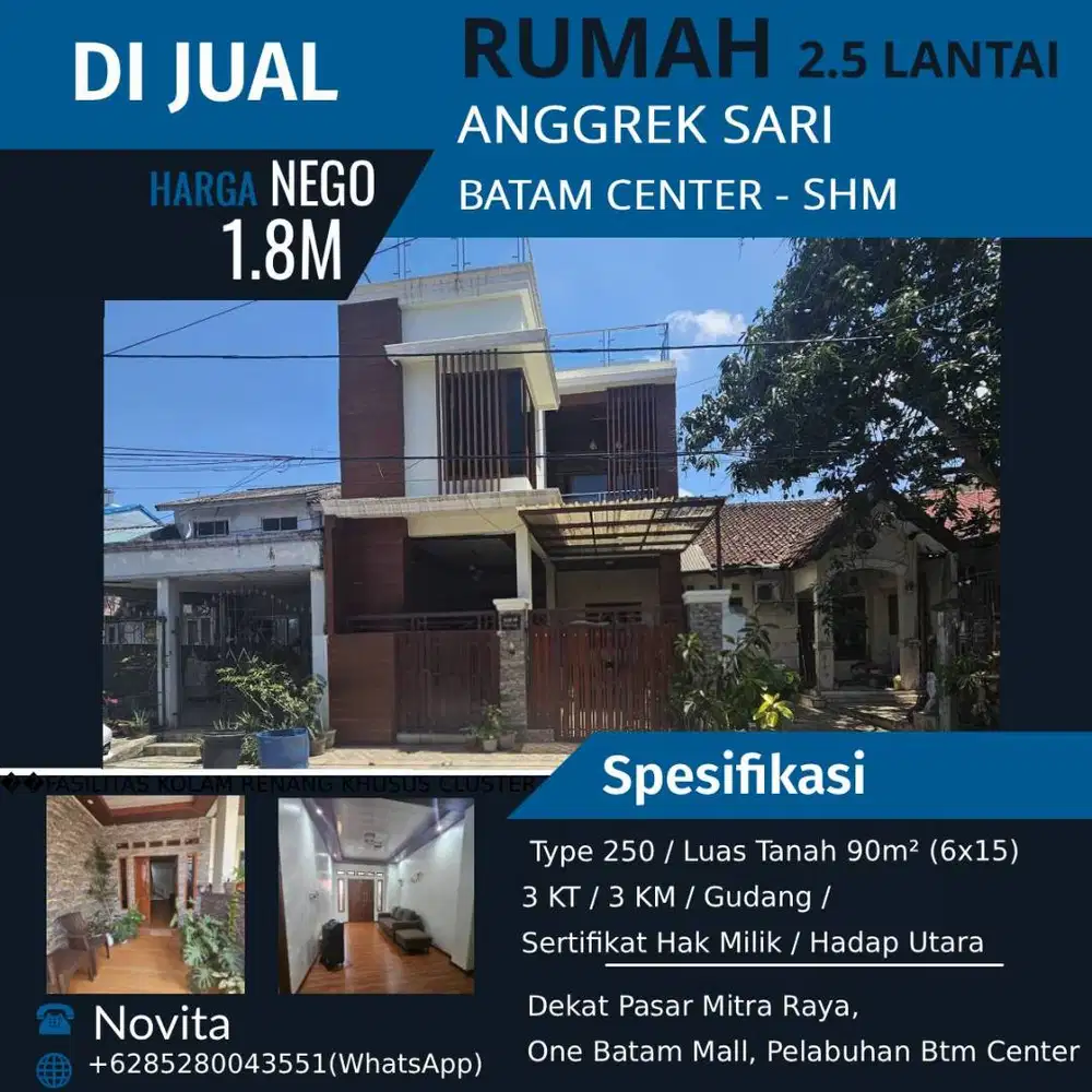 Rumah 2.5 Lantai Siap Huni ANGGREK SARI  Batam Center