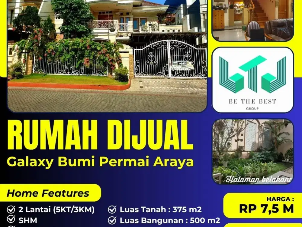 DIJUAL RUMAH MEWAH DI GALAXI BUMI PERMAI ARAYA SURABAYA LOKASI PREMIUM