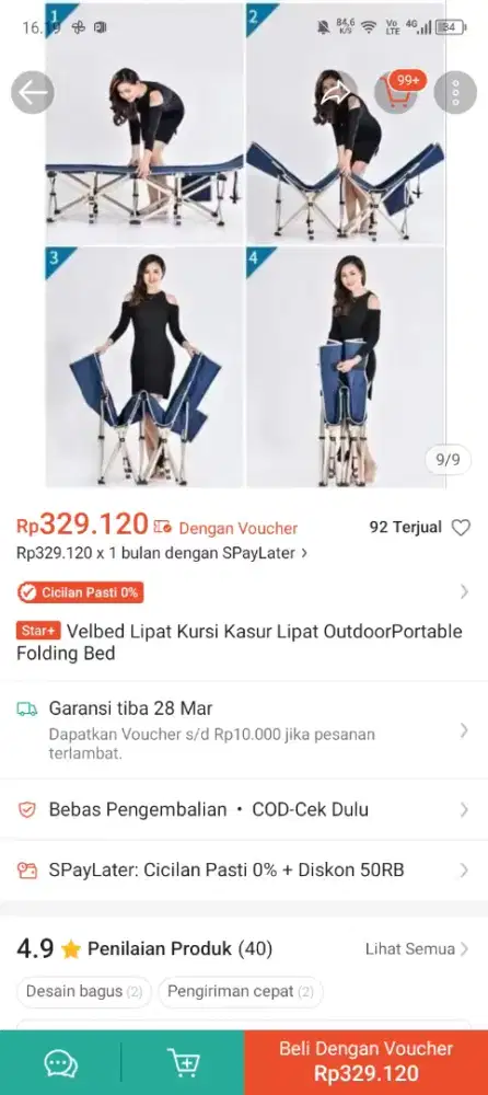 Ranjang outdoor lipat kasur lipat portable