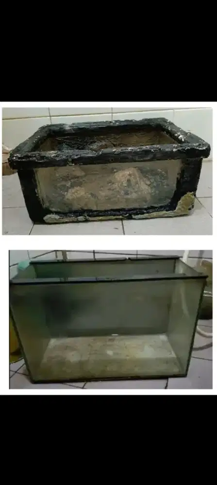 Dijual Borongan 3 aquarium dan pasir hias siap pakai