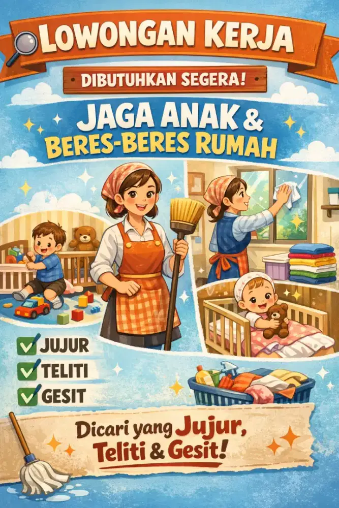 Di cari ART jaga anak dan beres rumah