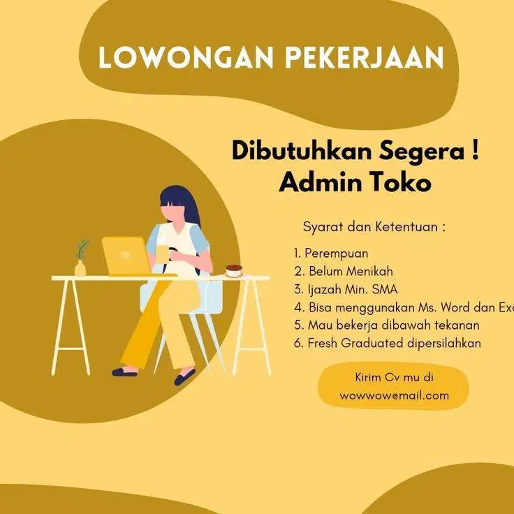 DIBUTUHKAN SEGERA ADMIN ONLINE SHOP!