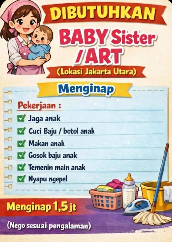 Cari Jaga anak + serabutan