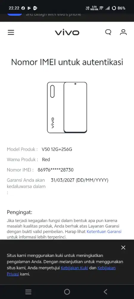 Vivo v50 12/256 mulus baru beli