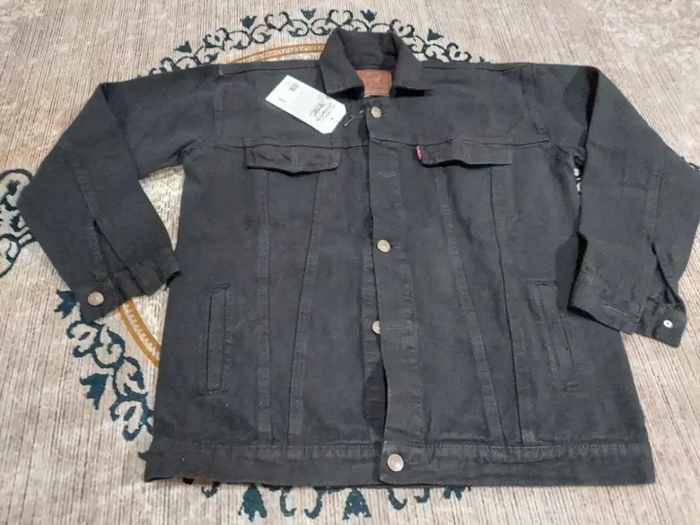 Jaket jeans htam denim keren