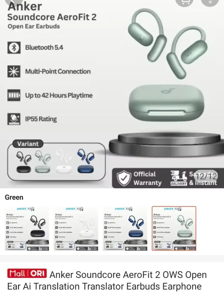 Anker Soundcore Aerofit 2 OWS Open Ear AI