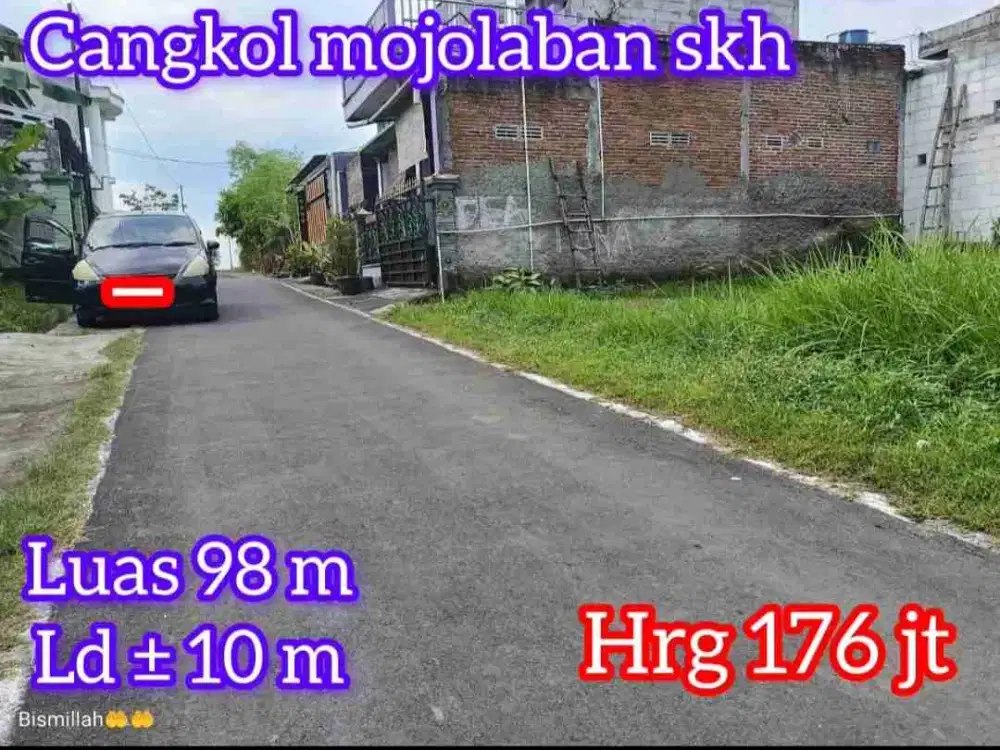 Dijual pekarangan 98m di cangkol mojolaban sukoharjo