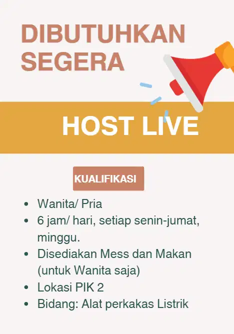DIBUTUHKAN HOST LIVE SEGERA