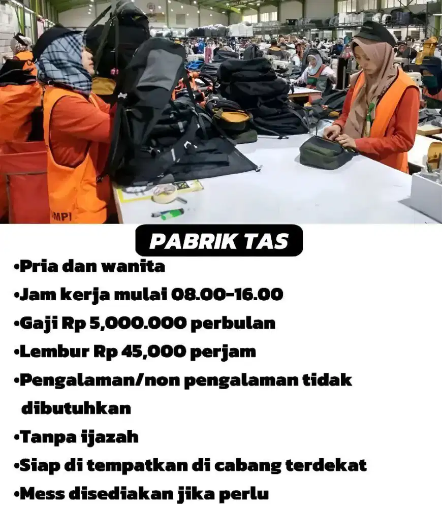 Lowongan kerja packing tas