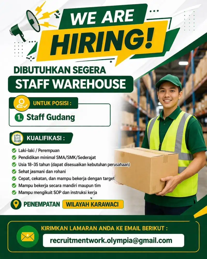Dibutuhkan Segera Staff Gudang