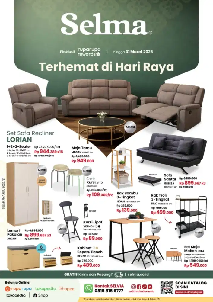 Obral sofa set recliner cicilan bunga 0%
