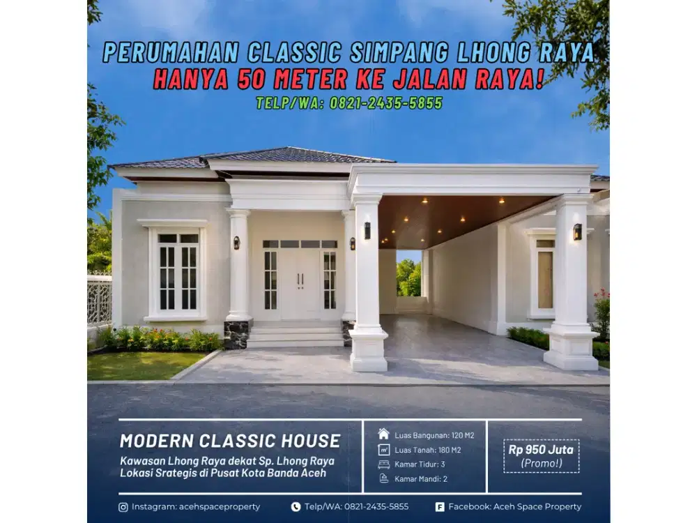 Dijual Rumah Classic di Lhong Raya Kota Banda Aceh - Dekat Simpang Lampu Merah Lhong Raya!