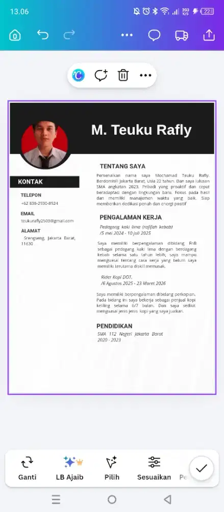 Saya ingin mencari pekerjaan pada bagian stand FnB ataupun sebagainya