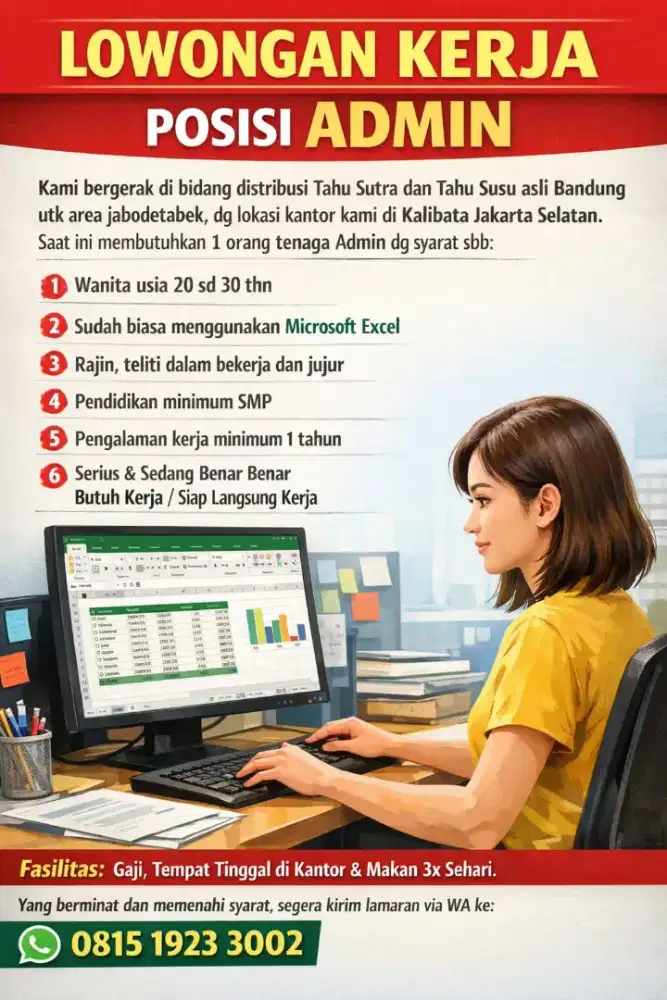 Dibutuhkan segera tenaga Admin