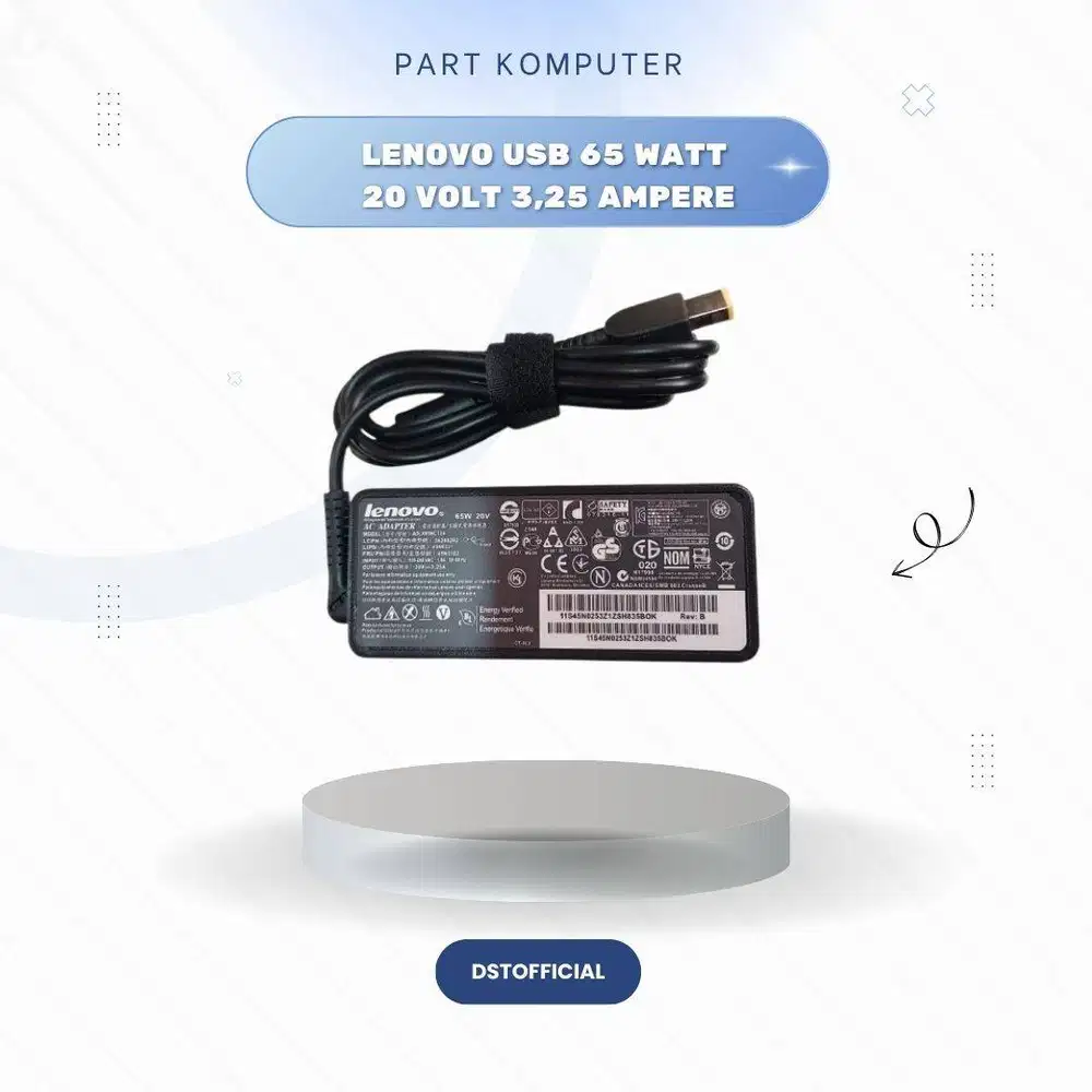 Adaptor Charger Lenovo 65 Watt 20 Volt 3,25 Ampere