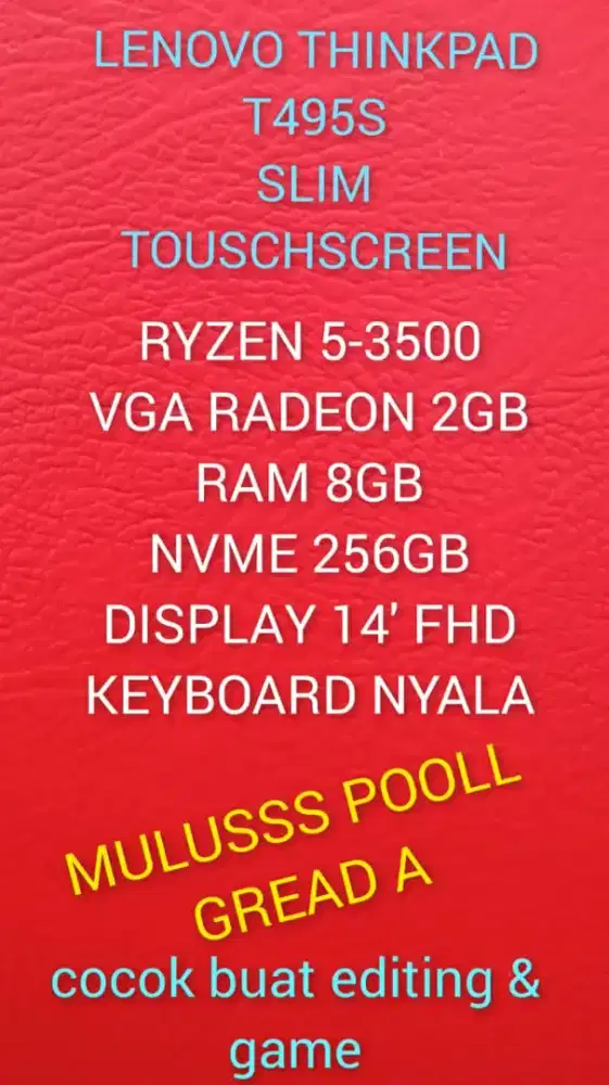 Lenovo Thinkpad T495s cocok untuk kerja berat