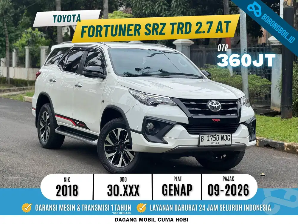 KM LOW FIRSTHAND Toyota Fortuner SRZ TRD 2.7 Bensin AT 2018 Putih