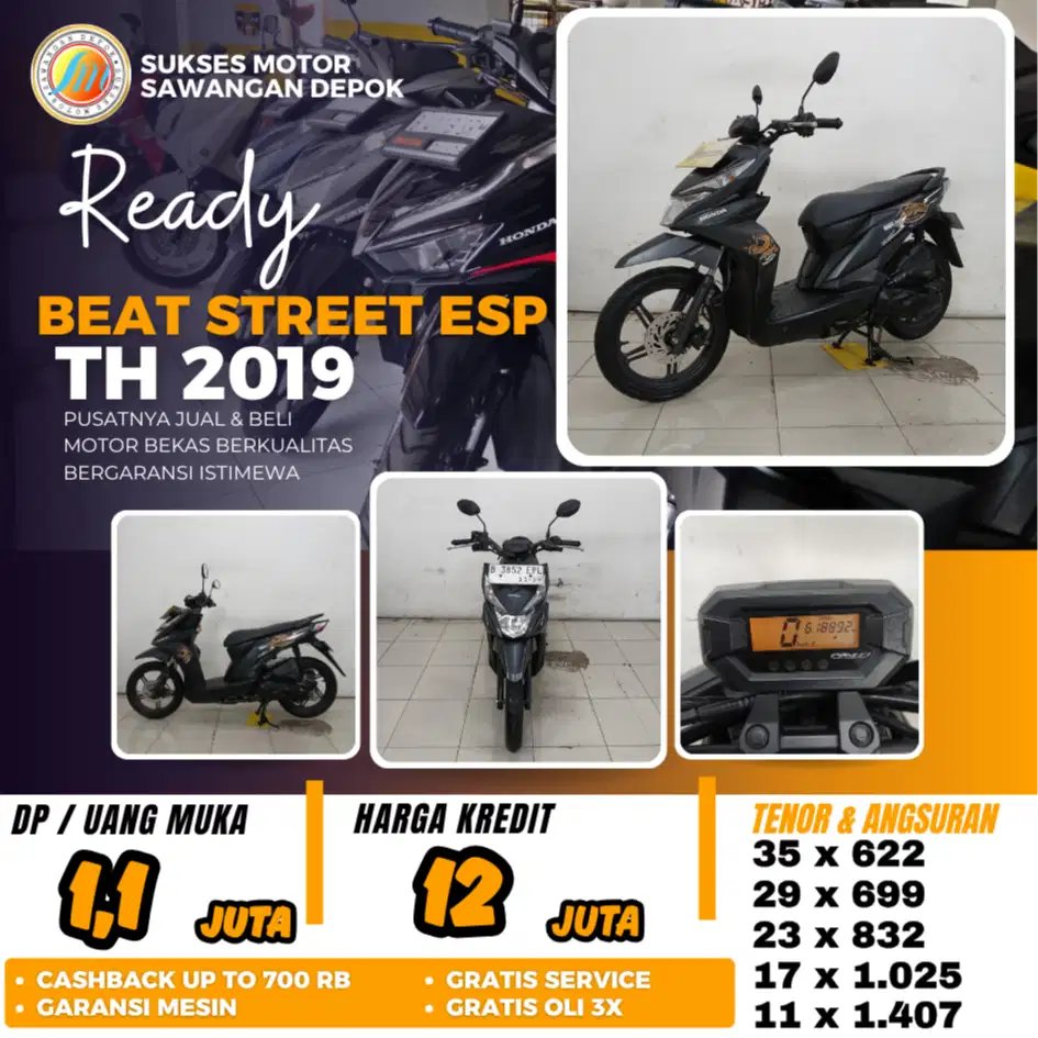 BEAT STREET TH 2019 UNIT MULUS BERGARANSI BISA KREDIT DI SUKSES MOTOR