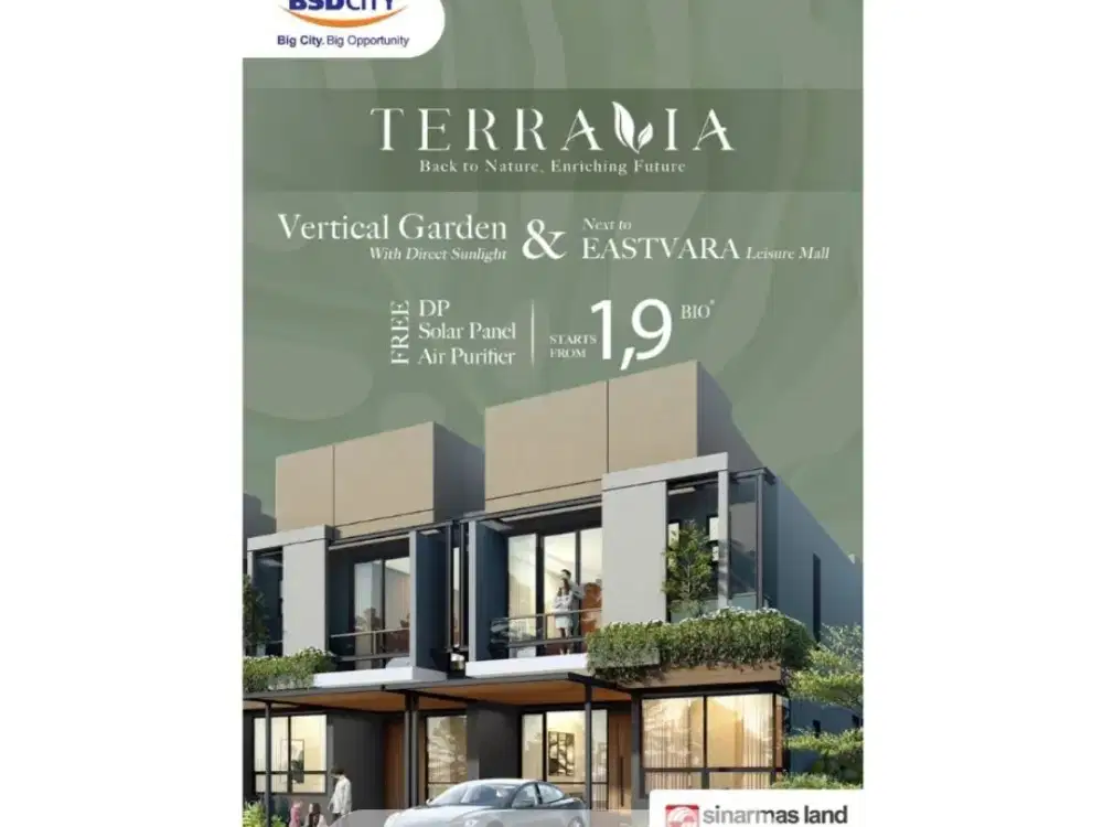 Rumah 2 lantai 1.9man Kpr Dp 0 Di Bsd City Lebar L6 Terravia BSD Adora