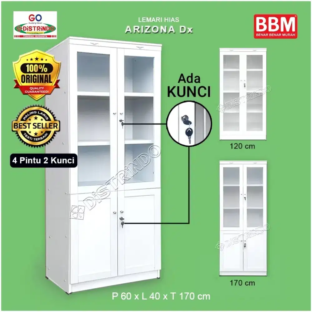 Bufet Lemari Hias Etalase Pintu Kaca + 2 Kunci Serbaguna