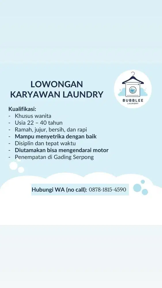 Lowongan kerja laundry