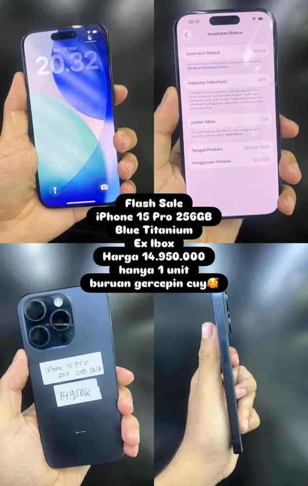 iPhone 15 Pro 256GB Blue Titanium