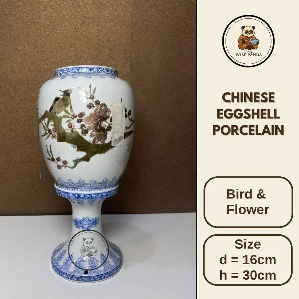 Vas Chinese Eggshell Porcelain - Motif Bird &  Flower