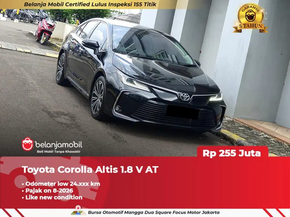 LOW KM.24RB !! TOYOTA COROLLA ALTIS 1.8 V AT 2020 / 2021 HITAM