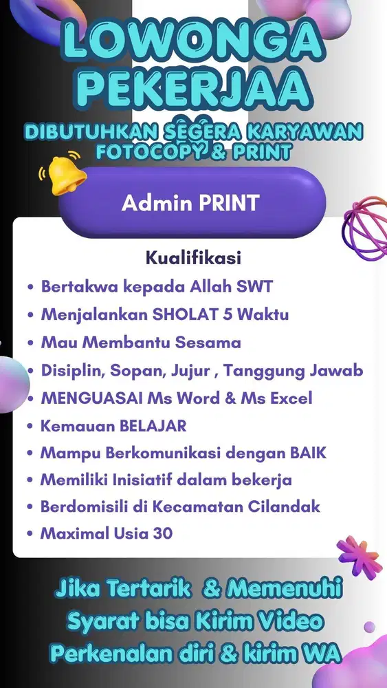 LOKER OPERATOR PRINT FOTO COPY