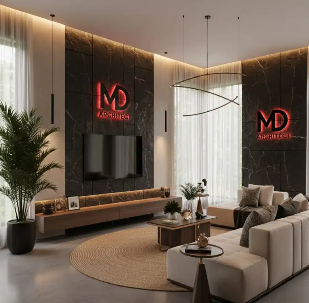 Interior rumah jasa arsitek living room Tangerang