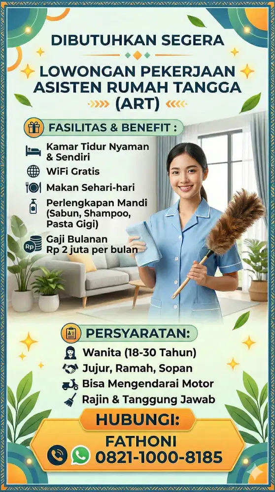 Lowongan Kerja ART Pembantu Rumah Tangga