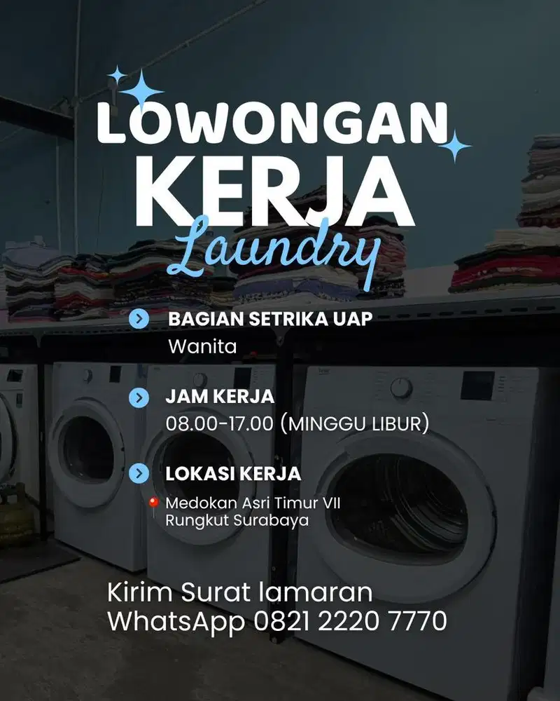 Dibutuhkan Karyawan Laundry